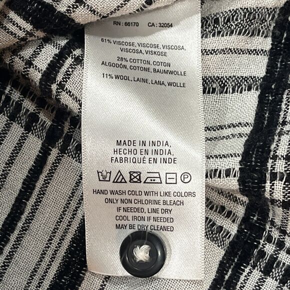 Anthropologie Women's Blouse Size 10 Black Plaid Tunic Button Down Wool Blend - Picture 5 of 10